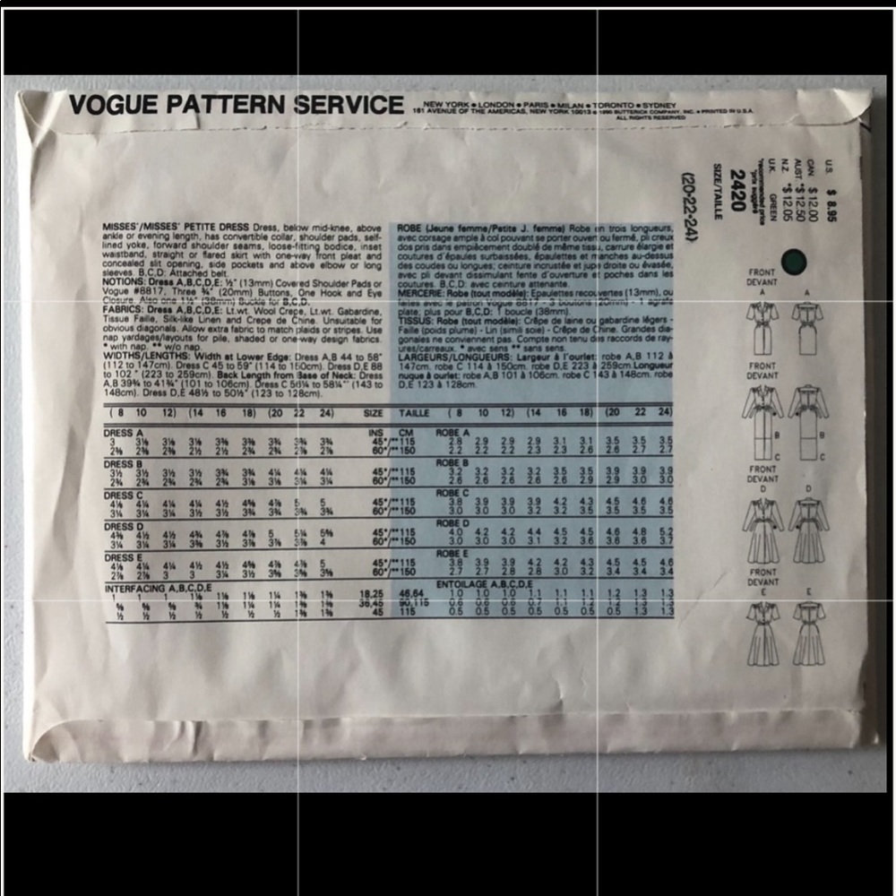 Vogue Pattern Set 2420 - Picture 2 of 2